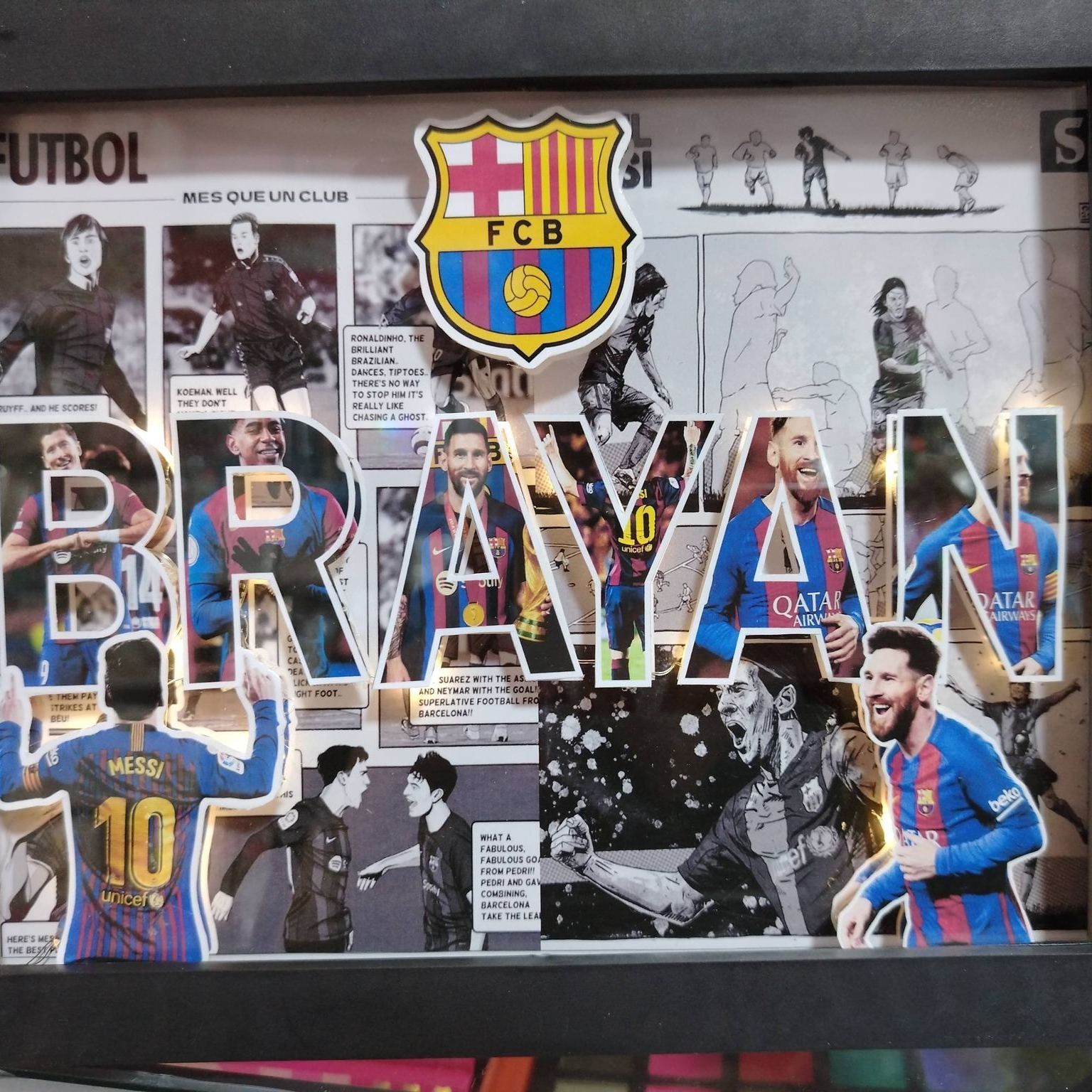 Personalized Messi Barcelona Name Plaque – Custom Football Fan Gift