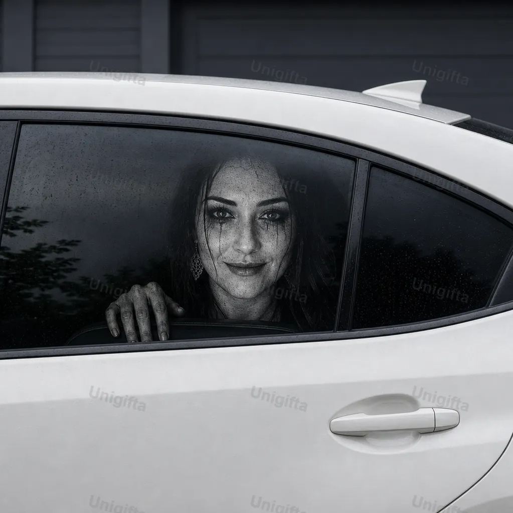 "Who's Sitting Behind You?" Horror Car Window Decals(Universal Fit)—Halloween Series