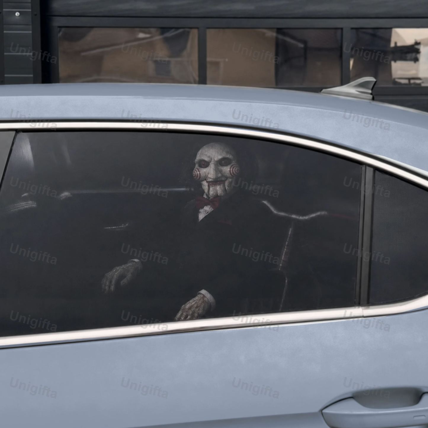Horror Car Window Decals | Creepy Backseat Passenger(Universal Fit)—Halloween Series