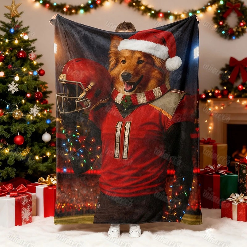 Custom Christmas American Football Pets Blankets