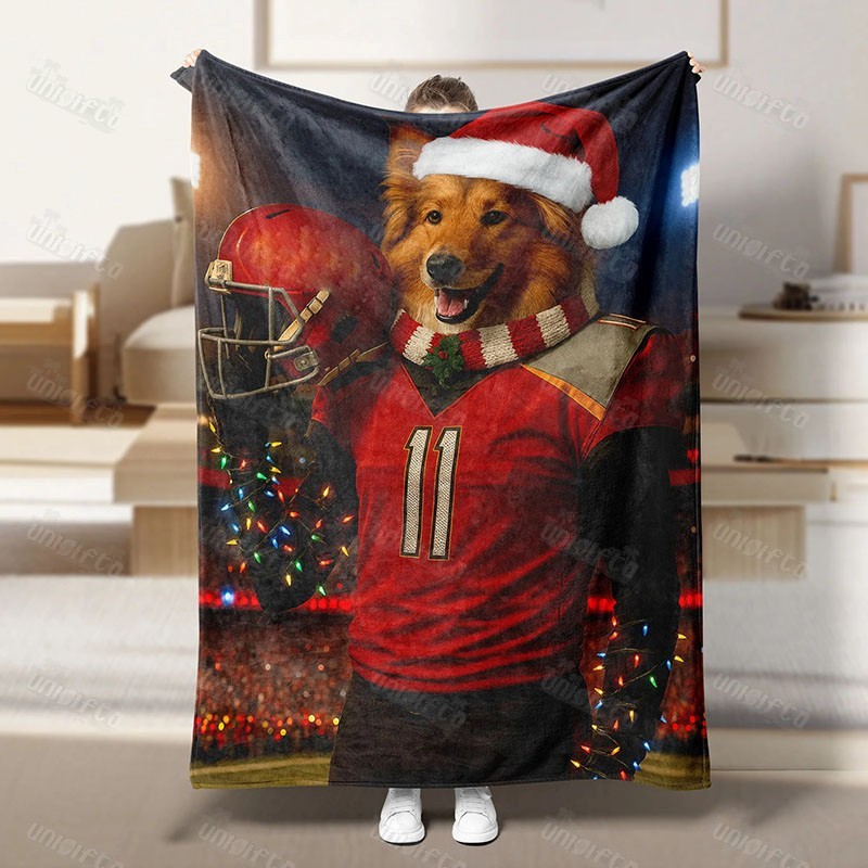 Custom Christmas American Football Pets Blankets