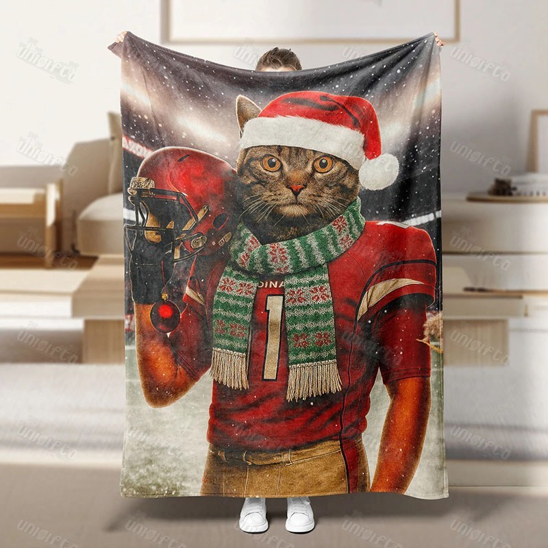 Custom Christmas American Football Pets Blankets
