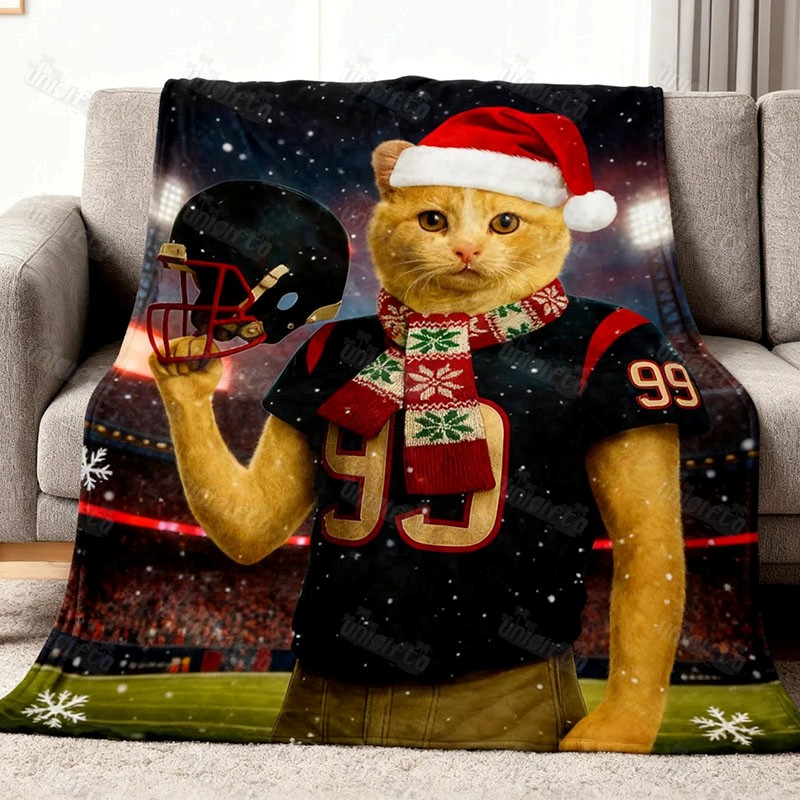Custom Christmas American Football Pets Blankets