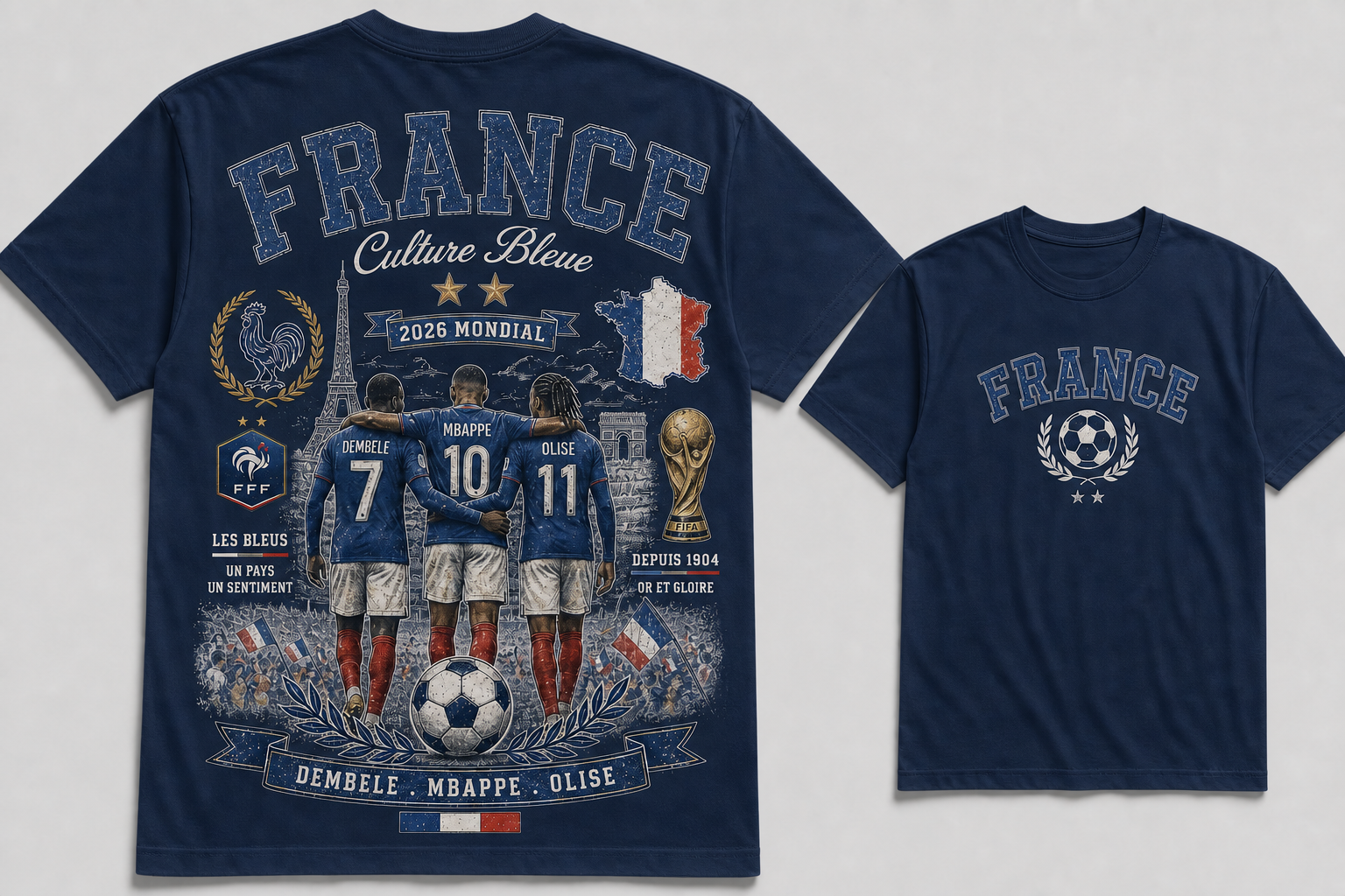 France 2026 Mondial Les Bleus Vintage Soccer Graphic Tee