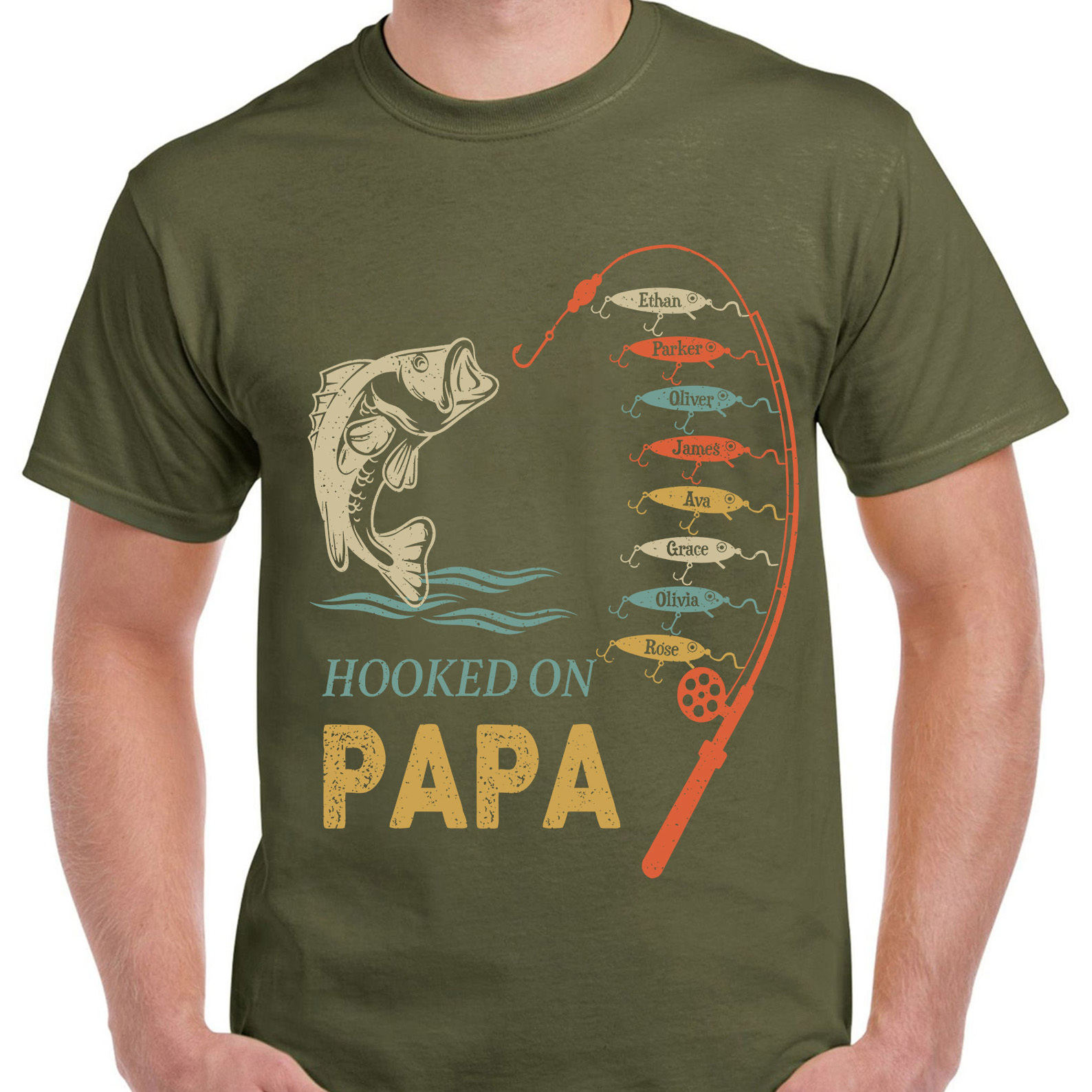 Grandpa Fishing with kidname Sublimation Shirt