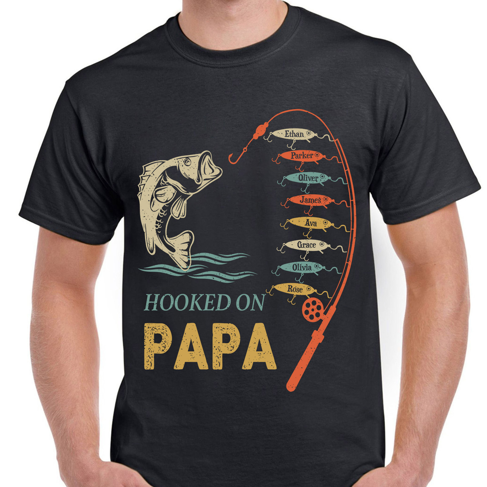 Grandpa Fishing with kidname Sublimation Shirt