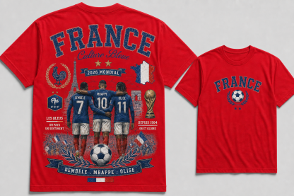 France 2026 Mondial Les Bleus Vintage Soccer Graphic Tee