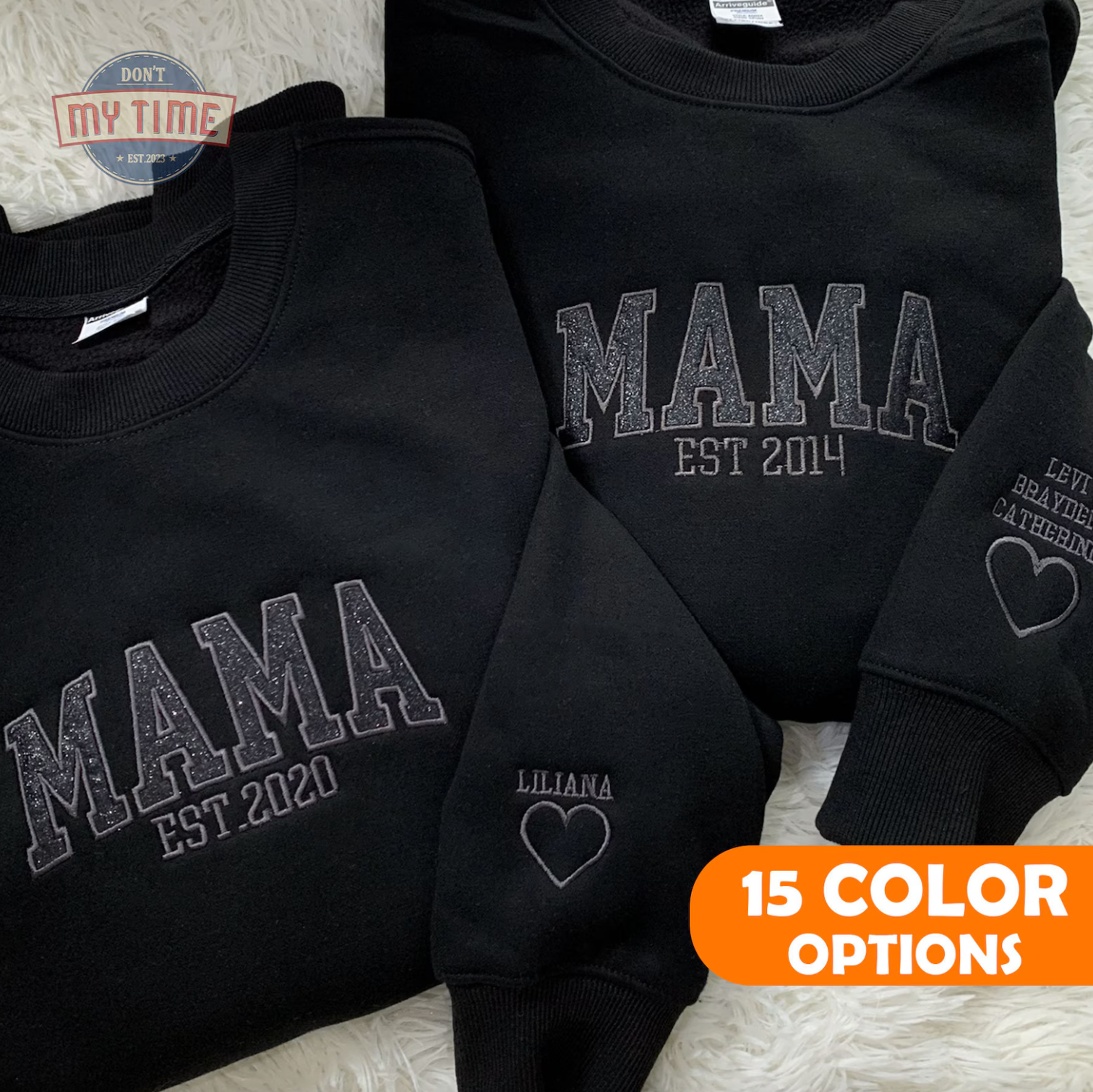 Custom Embroidered Glitter Vinyl MAMA Sweatshirt-Gift For Mom & Grandma