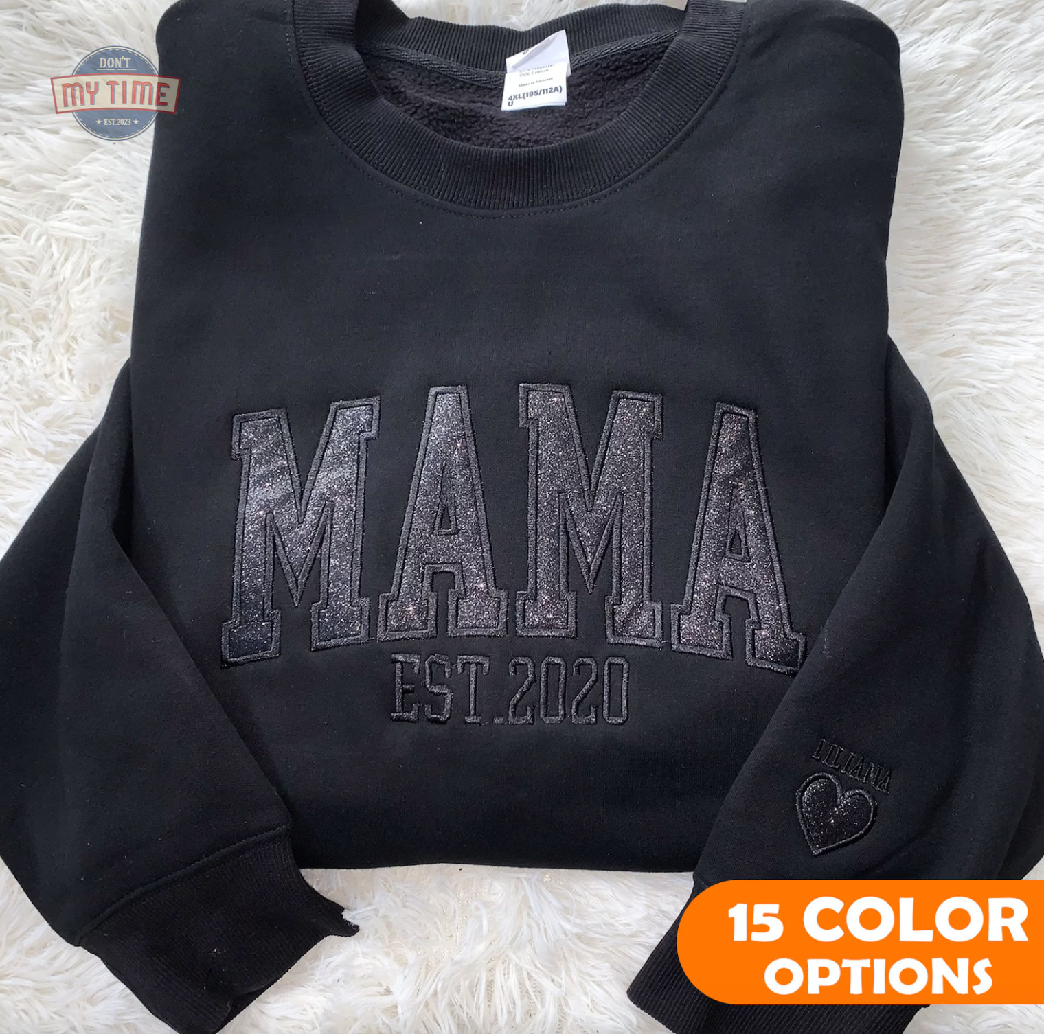 Custom Embroidered Glitter Vinyl MAMA Sweatshirt-Gift For Mom & Grandma