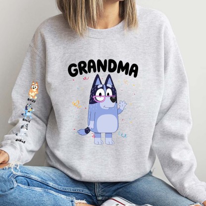 Custom Cartoon NANA Sweatshirt with Kid's Name on Sleeve