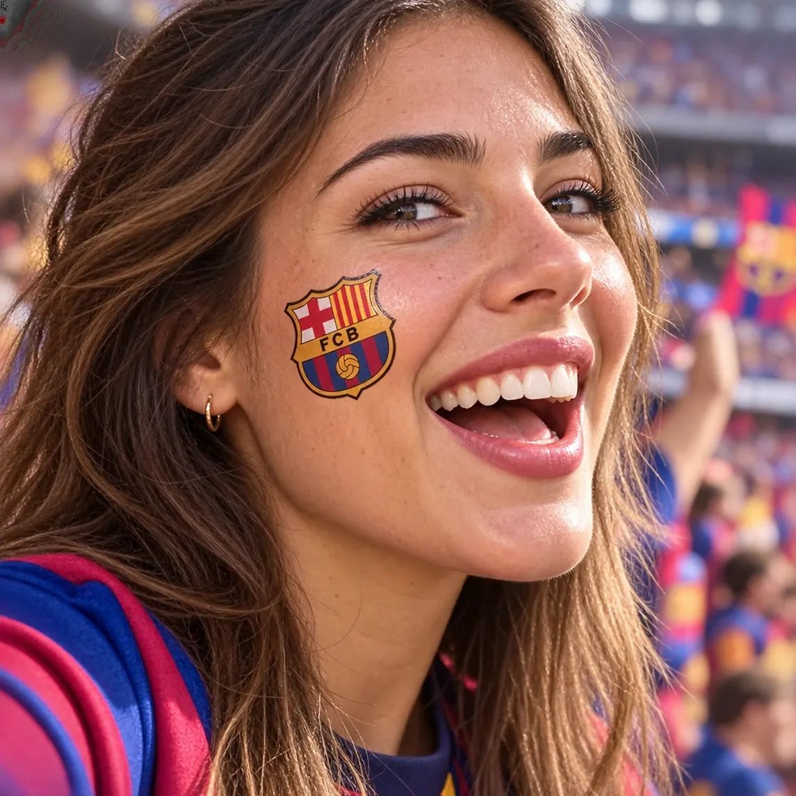 FC Barcelona Fan Face Tattoo Mockup