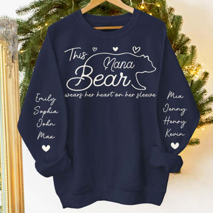 This Mama Bear Wears Her Heart On Her Sleeve - Family Custom Unisex Sweatshirt