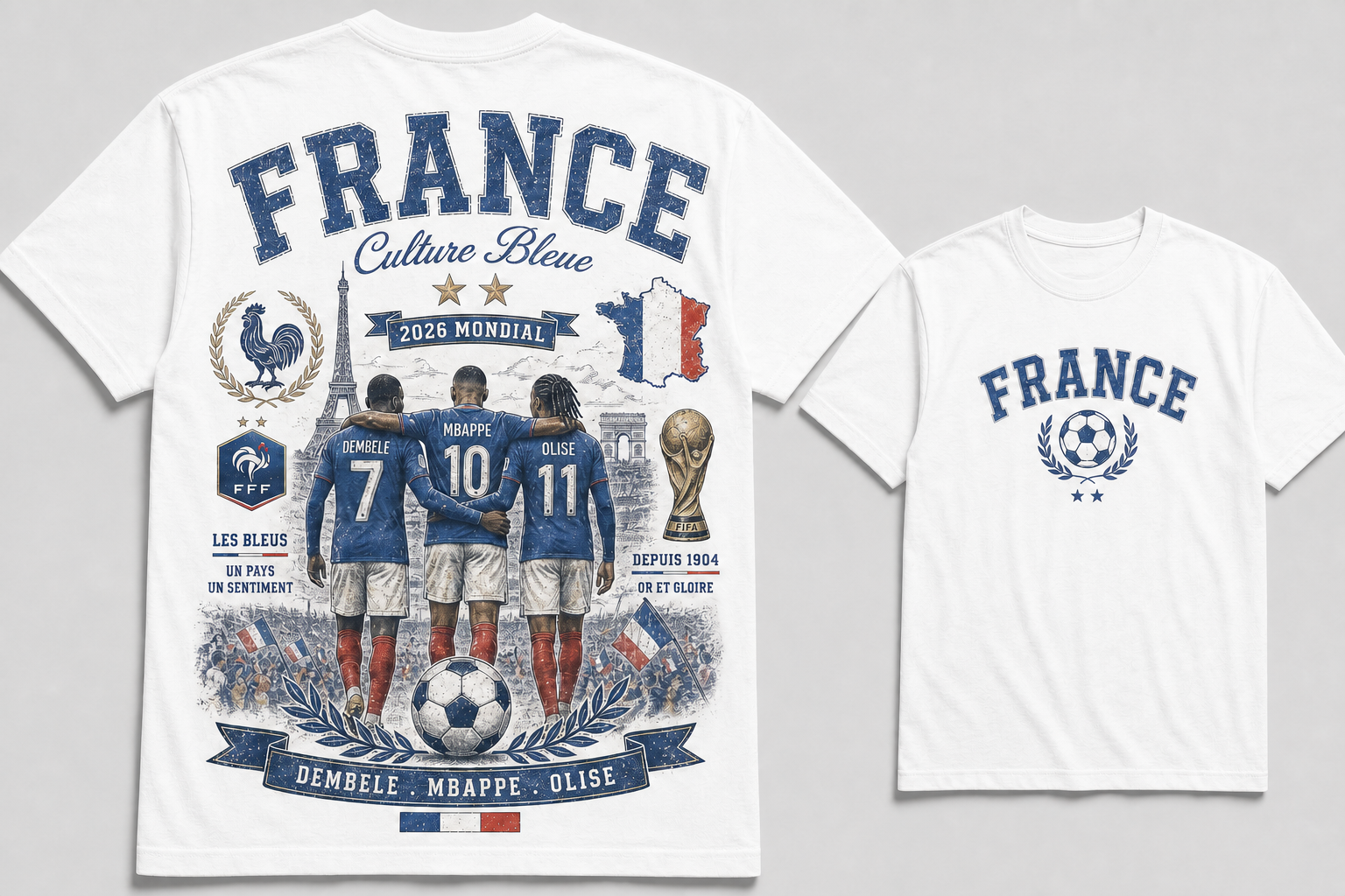 France 2026 Mondial Les Bleus Vintage Soccer Graphic Tee
