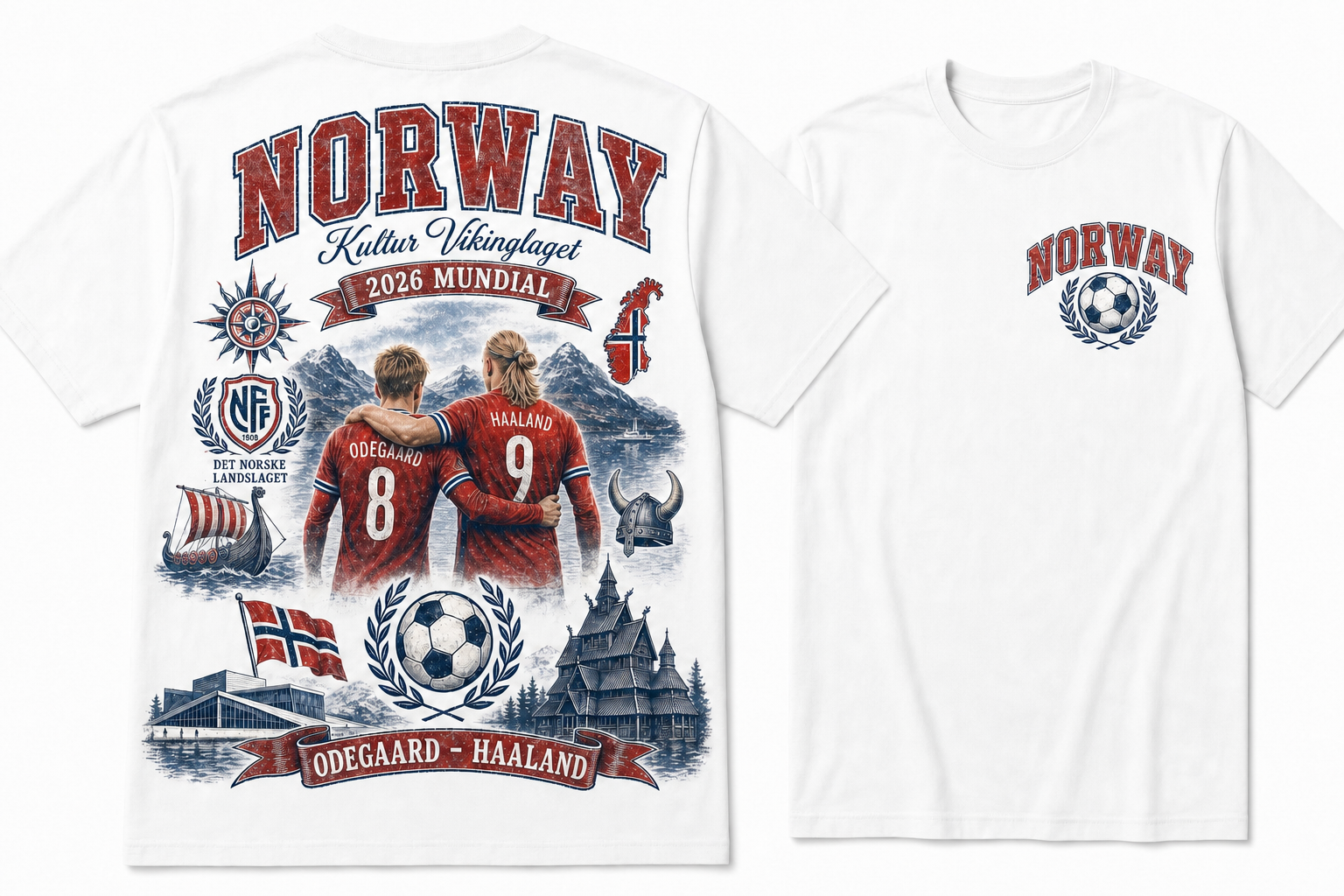 Norway Kultur Vikinglaget 2026 Mundial Dual-Sided Graphic Tee