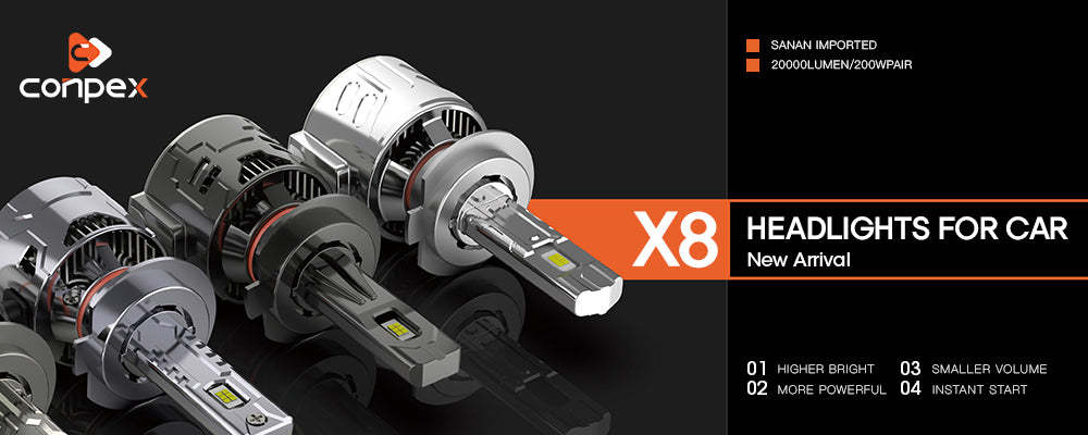 Conpex X8 New Hot Sale LED Headlight Bulb 100W 7000LM Super Bright
