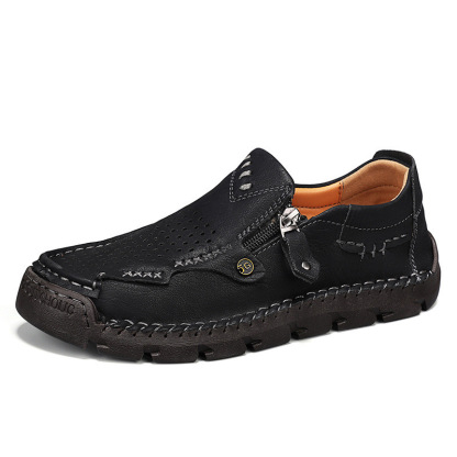 Men Casual Leather Loafer Summer Flat Soft Light Shoes