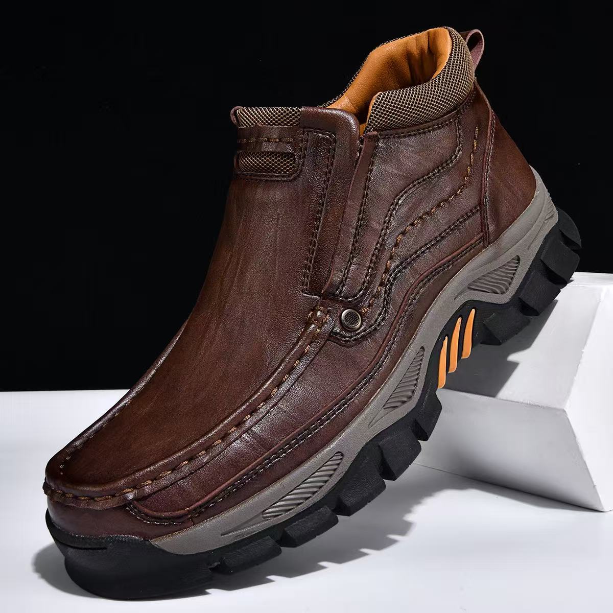 GARB Mens Handmade Genuine Leather Watreproof Orthopedic Boots