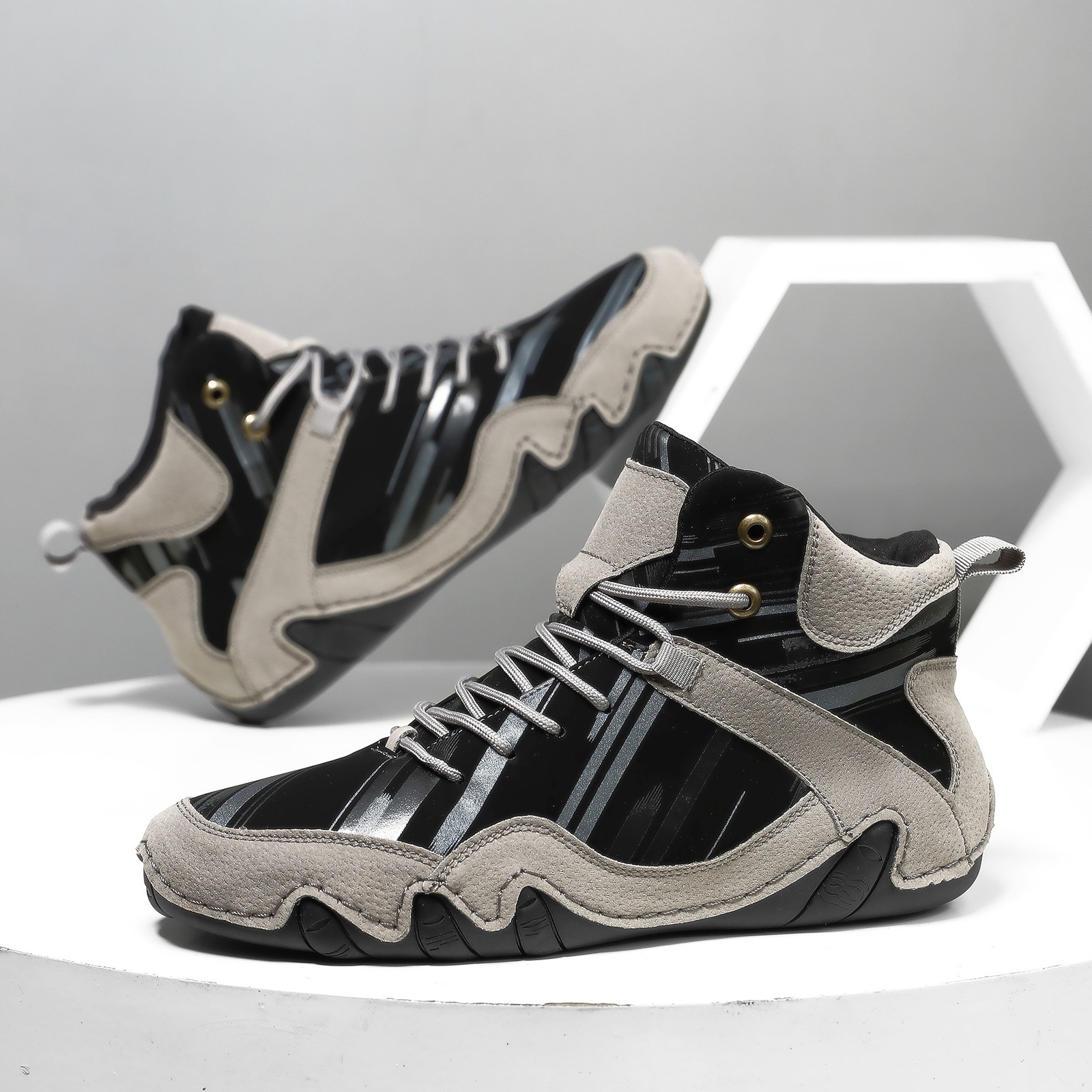 mens genuine leather orthopedic walking boots