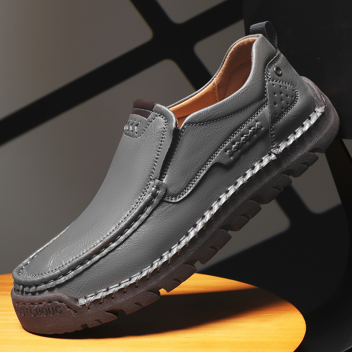 Mens Handcrafted Cowhide Orthopedic Loafers
