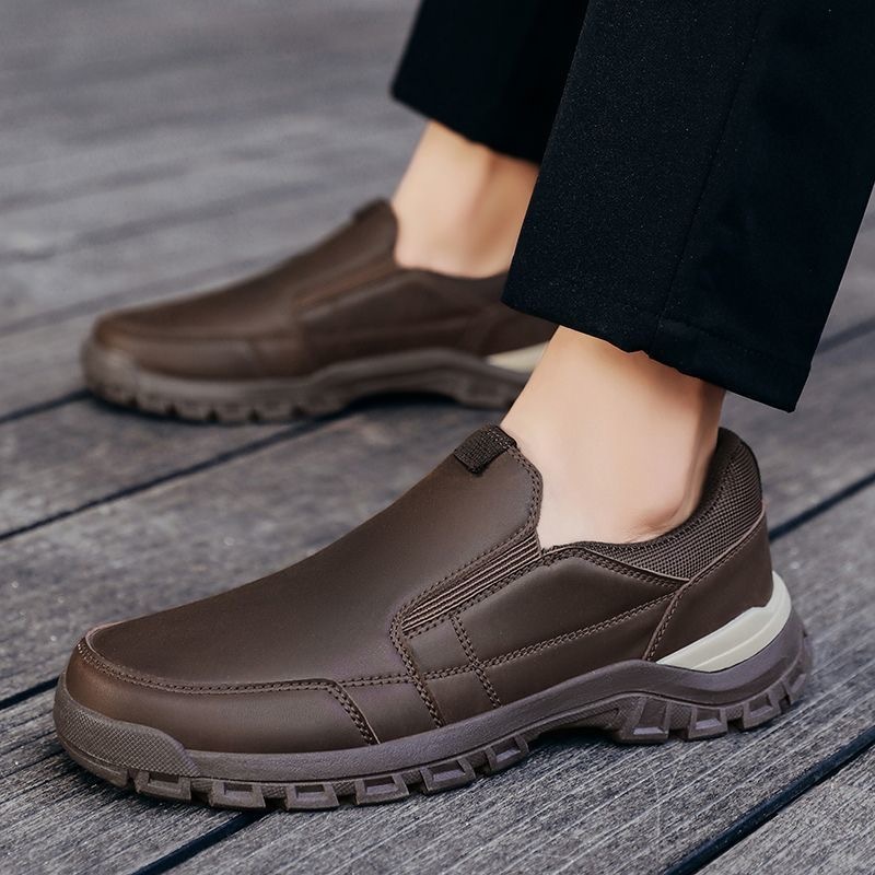 mens genuine leather orthopedic walking shoes 