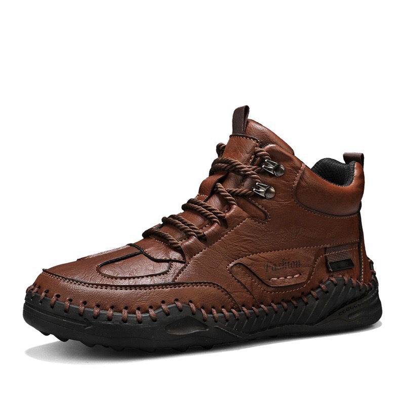 mens genuine leather orthopedic boots 