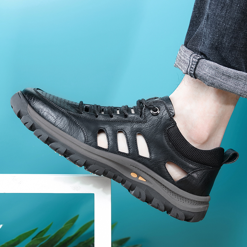 GARB Men's handmade cowhide porous breathable shoes