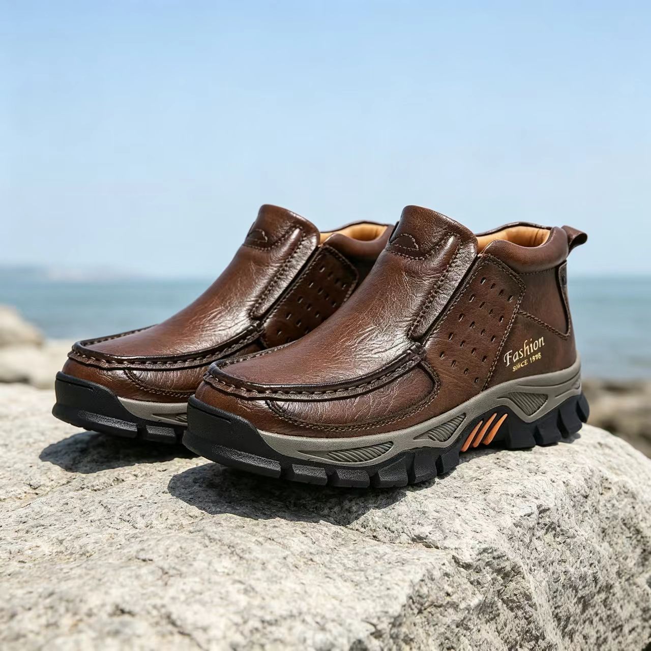⏰Last Day! 45% OFF  🔥GARB®Men's Mid Top Cowhide Slip On Outdoor Work Boots