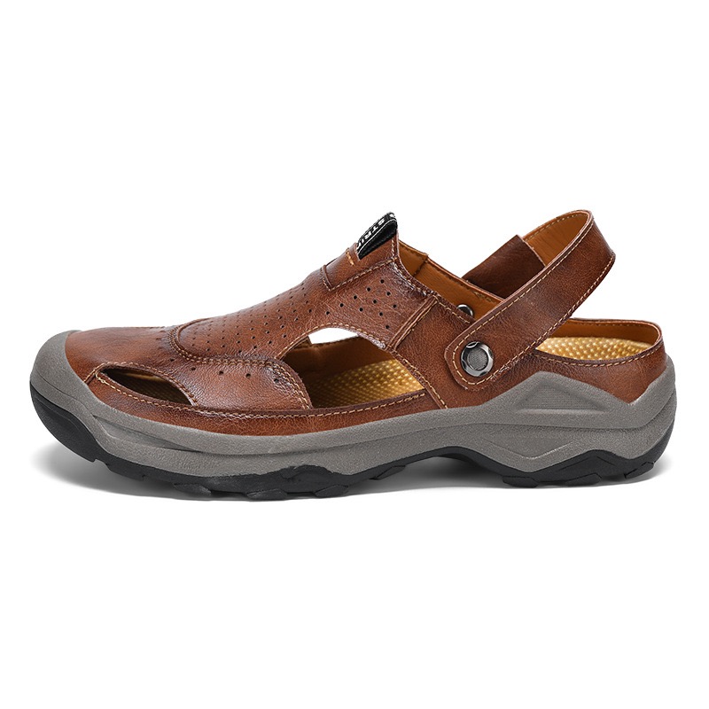 Mens Handcrafted Genuine Leather Orthopedic 2 in 1 Sandals