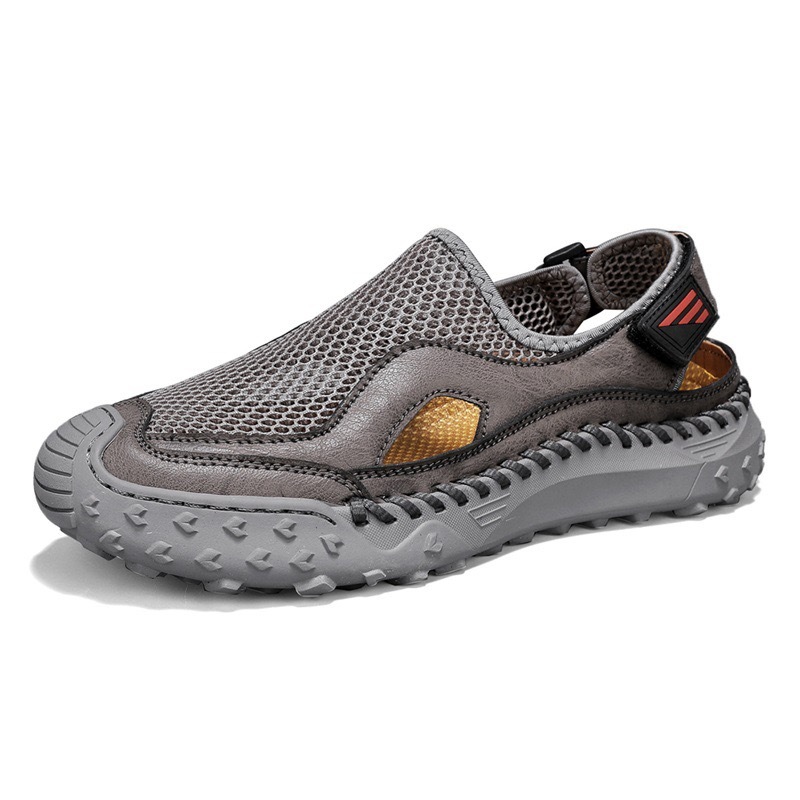 Mens Handcrafted Cowhide Mesh Breathable Orthopedic Outdoor Sandals