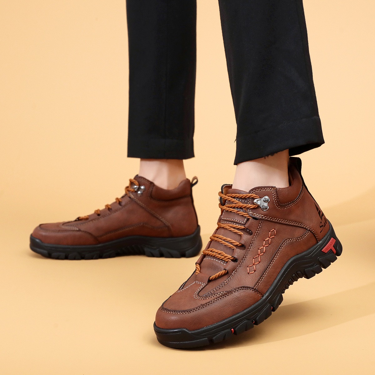 mens handmade genuine leather orthopedic walking boots
