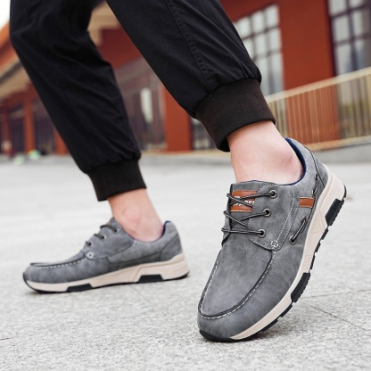 Men's Leather Orthopedic Sneakers - Wide Toe Box, Arch Support, Comfortable Walking Shoes