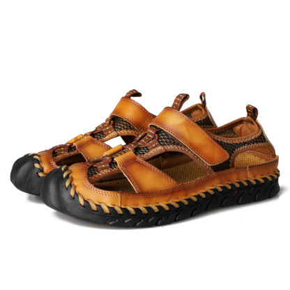 GARB  Men's handmade genuine leather slip-on sandals
