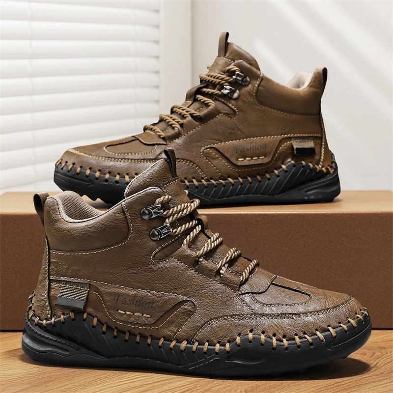 mens genuine leather orthopedic boots 