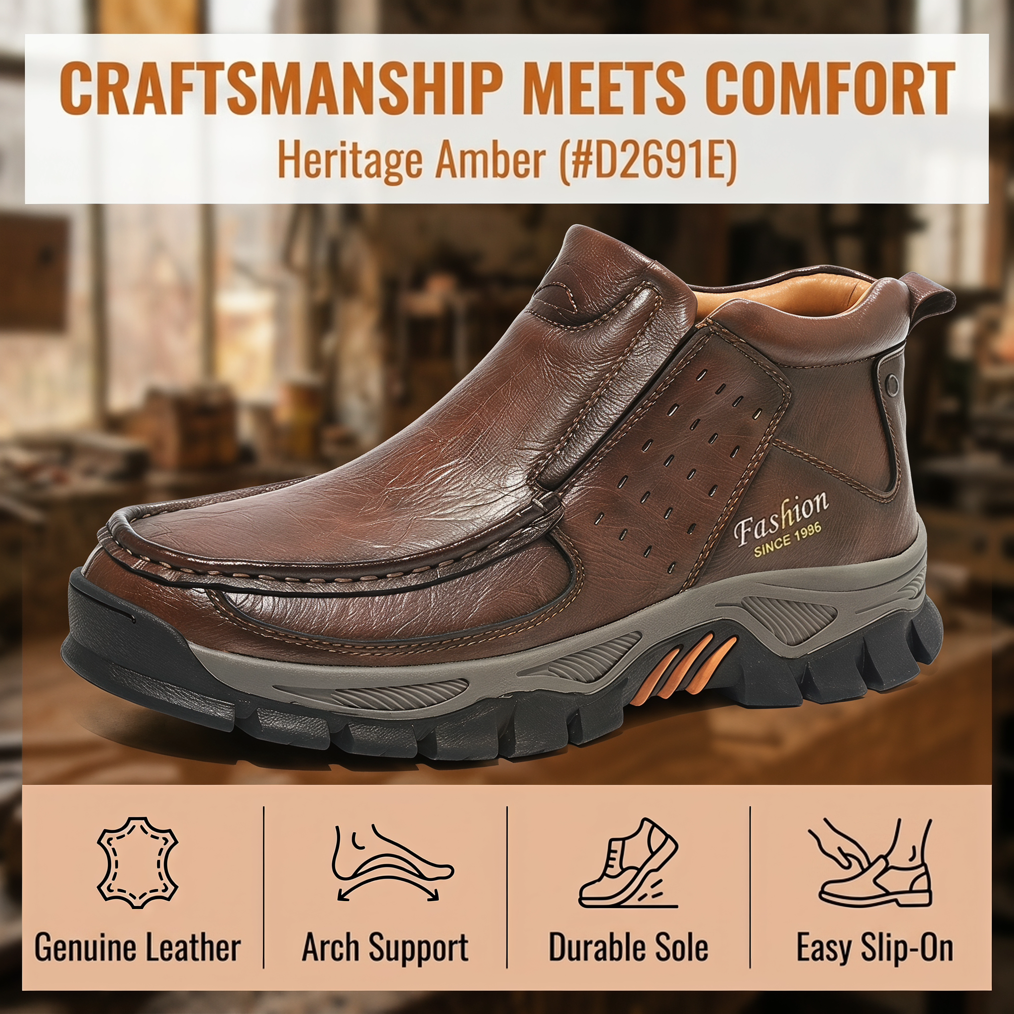 ⏰Last Day! 45% OFF  🔥GARB®Men's Mid Top Cowhide Slip On Outdoor Work Boots