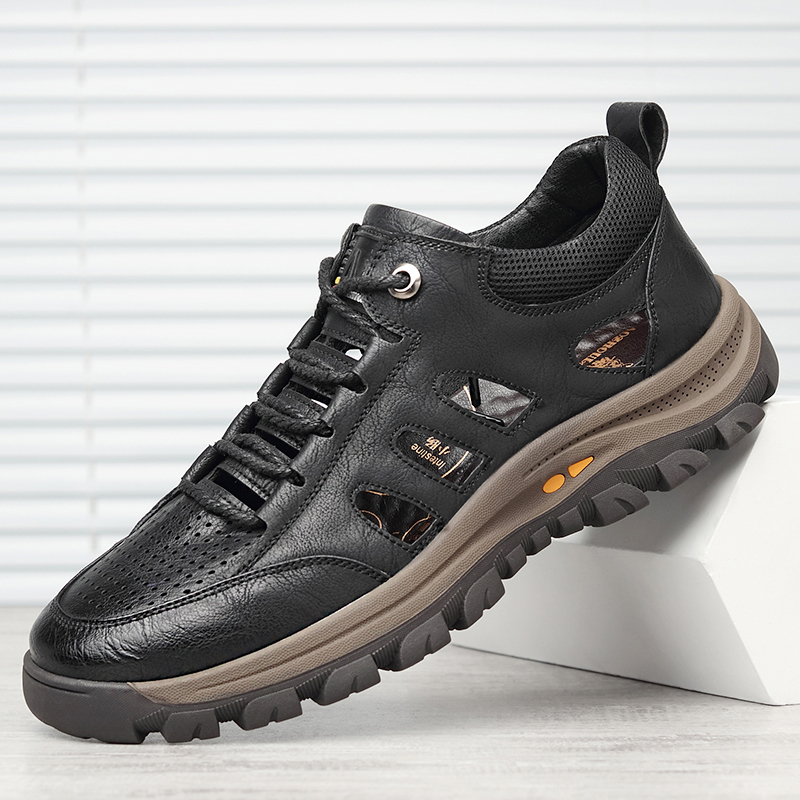 GARB Men's handmade cowhide porous breathable shoes