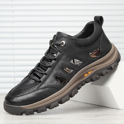 GARB Men's handmade cowhide porous breathable shoes