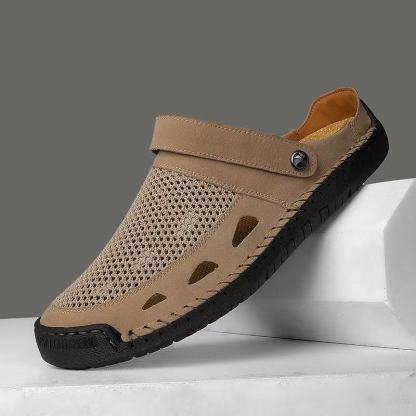 mens handmade No-glue Genuine Leather Breathable sandals