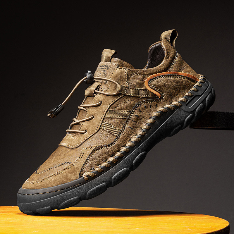 StrideCrafts Men's Leather Loafers - Arch Support & Wide Fit Outdoor S