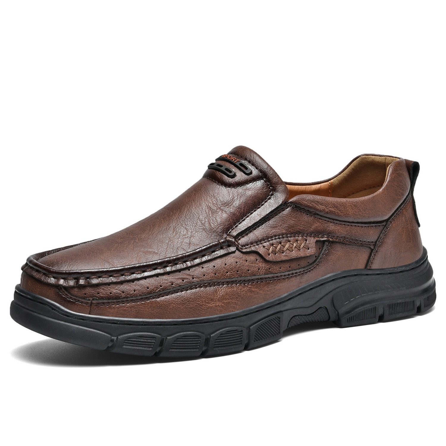 Men Handmade Genuine Leather Orthopedic Slip-on Loafers