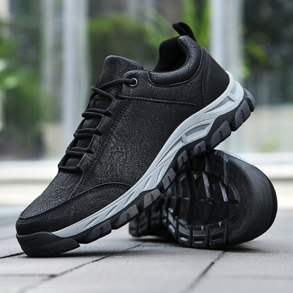 Men's Genuine Leather Sneakers - Arch Support, Shock-Absorbing Comfort