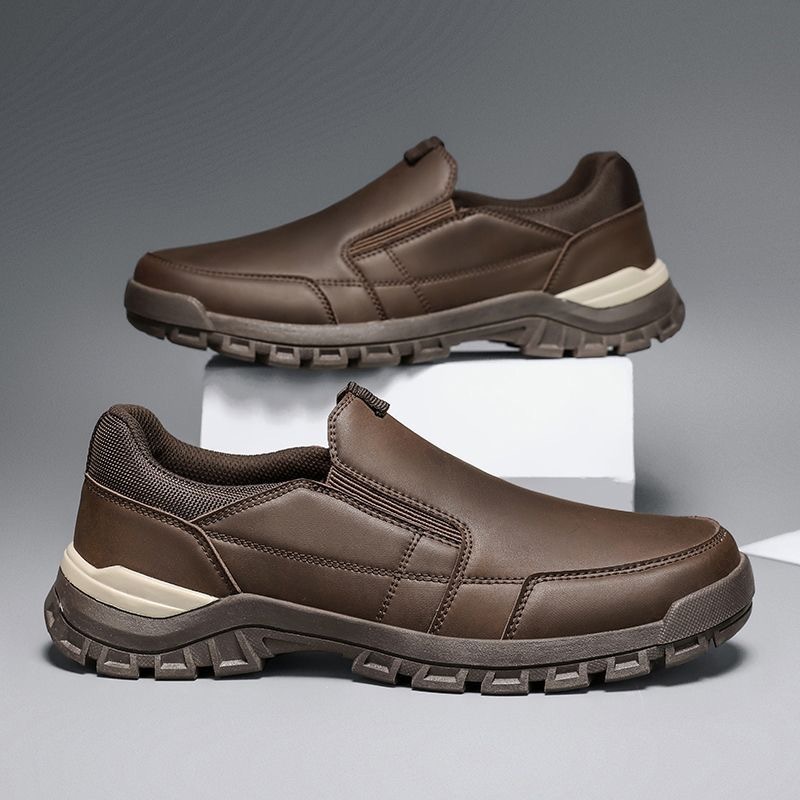 mens genuine leather orthopedic walking shoes