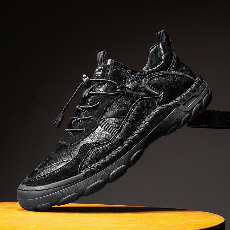 StrideCrafts Men's Leather Loafers - Arch Support & Wide Fit Outdoor Slip-Ons