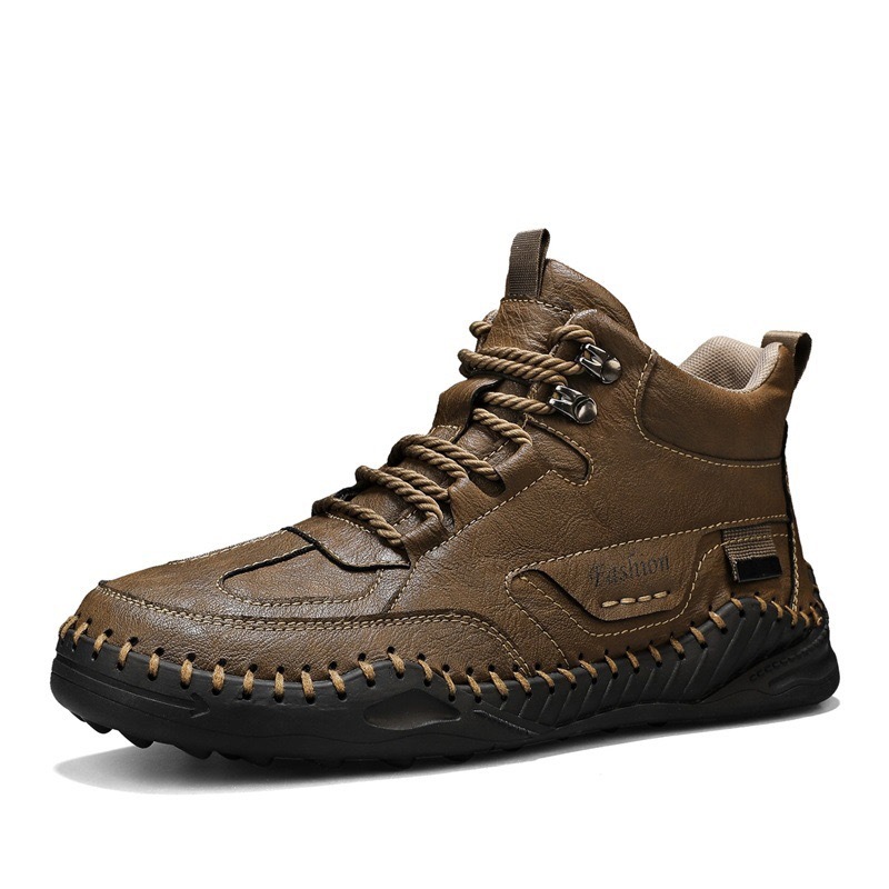 mens genuine leather orthopedic boots 
