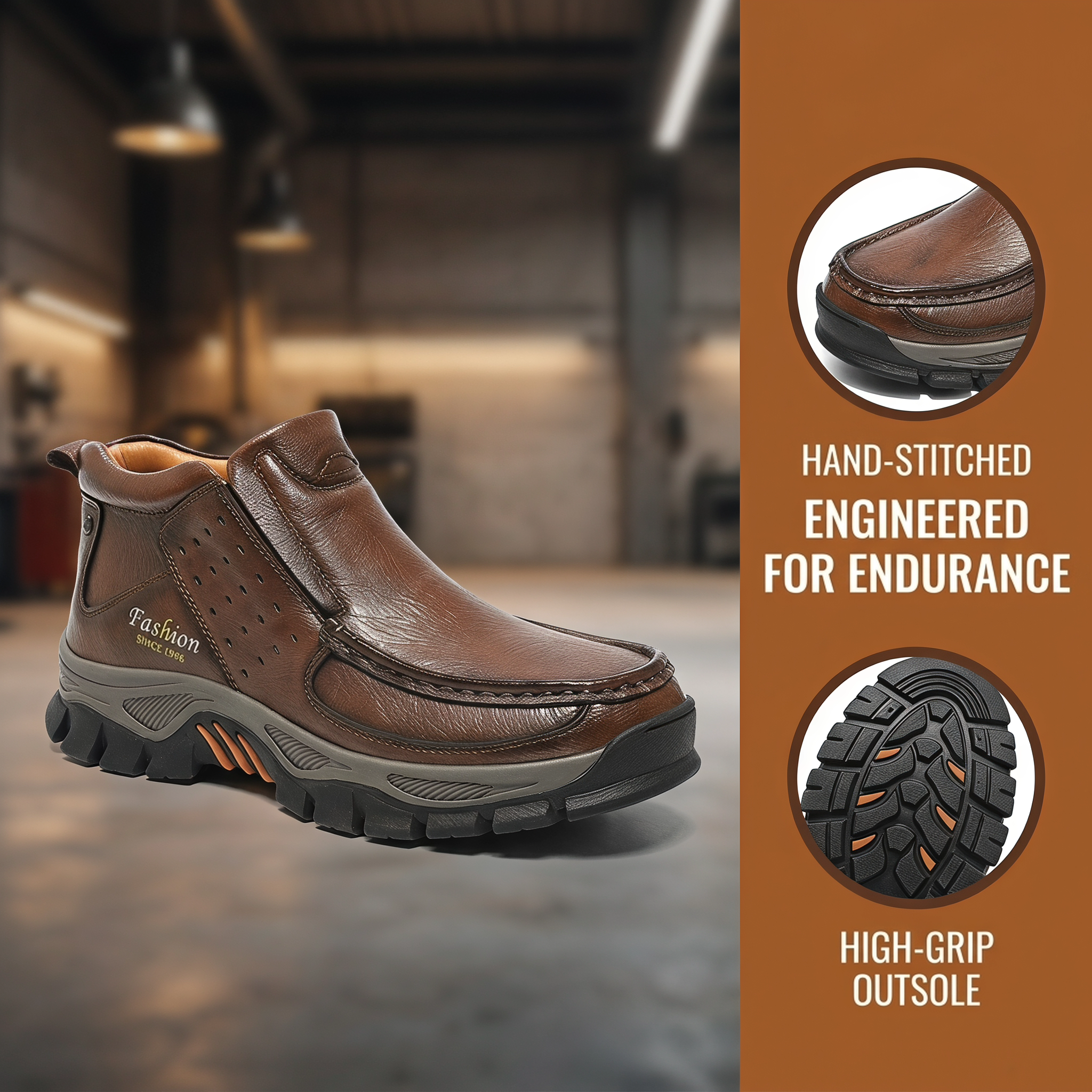 ⏰Last Day! 45% OFF  🔥GARB®Men's Mid Top Cowhide Slip On Outdoor Work Boots
