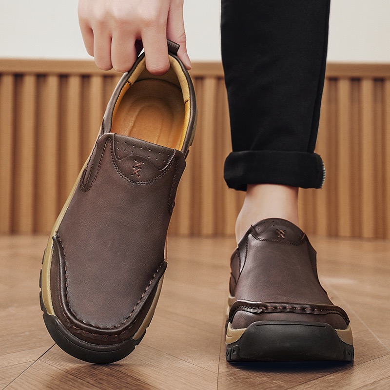 mens Genuine leather orthopedic Walking shoes