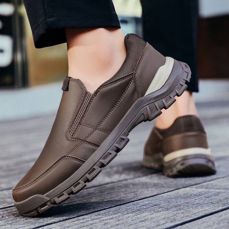 mens genuine leather orthopedic walking shoes 