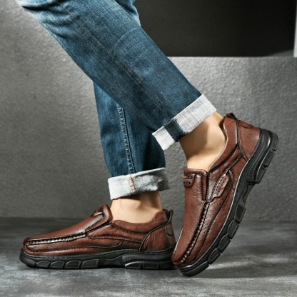 Men Handmade Genuine Leather Orthopedic Slip-on Loafers