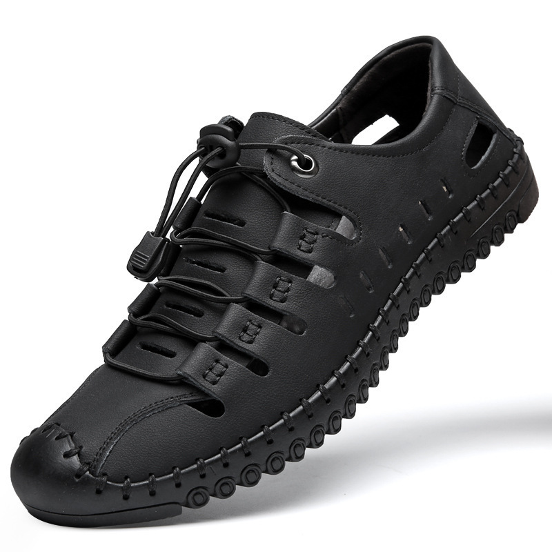 Hollowed-out Leather Sandals