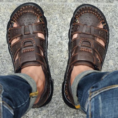 Men's  Closed Toe Outdoor Handmade Leather Sandal