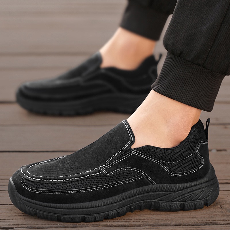 Men Leather Slip-On Shoes - Orthopedic Arch Support, Wide Toe Box, Comfortable Design
